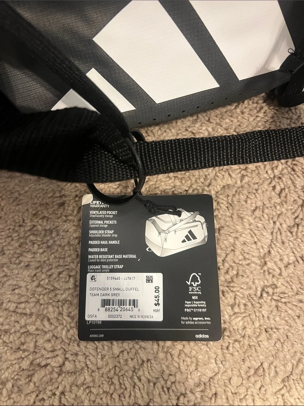 adidas defender 5 small duffel dark grey - SBC logo